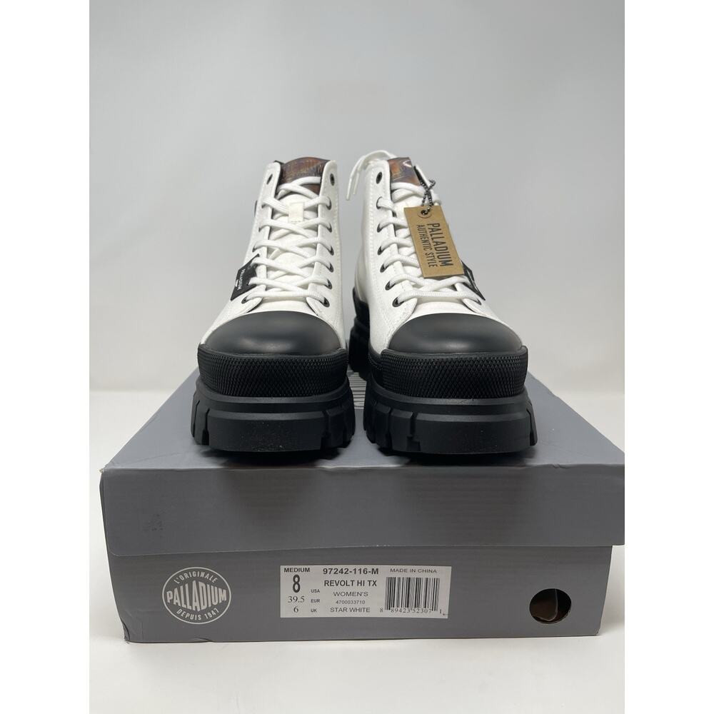 Palladium Shoe Women's 8M Revolt TX HI Star White/Black 97242-116-M Retail $170